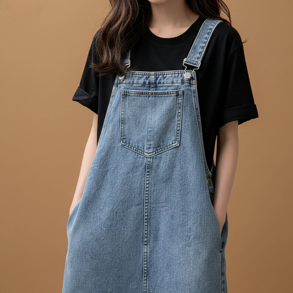 Endless Styling Ideas for Your Light Blue Denim Maxi Overall Dress