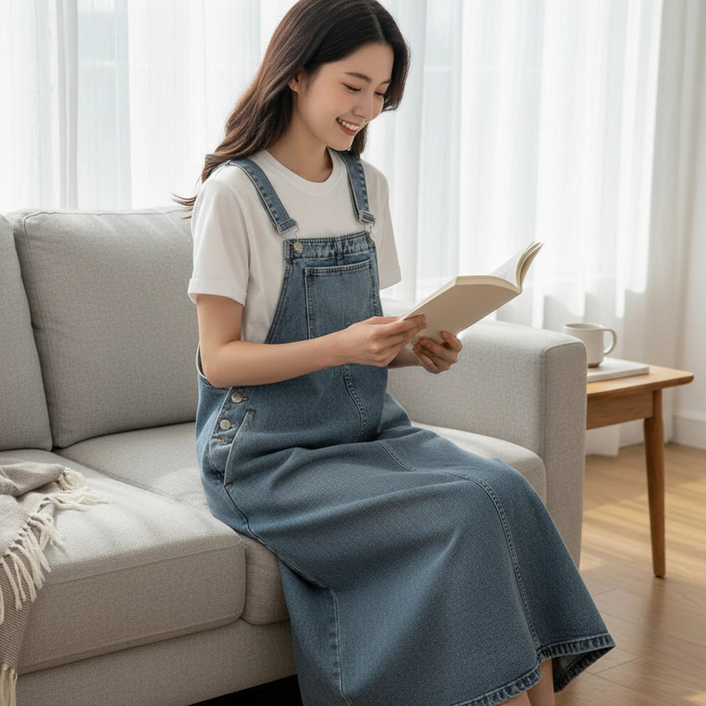 Endless Styling Ideas for Your Light Blue Denim Maxi Overall Dress