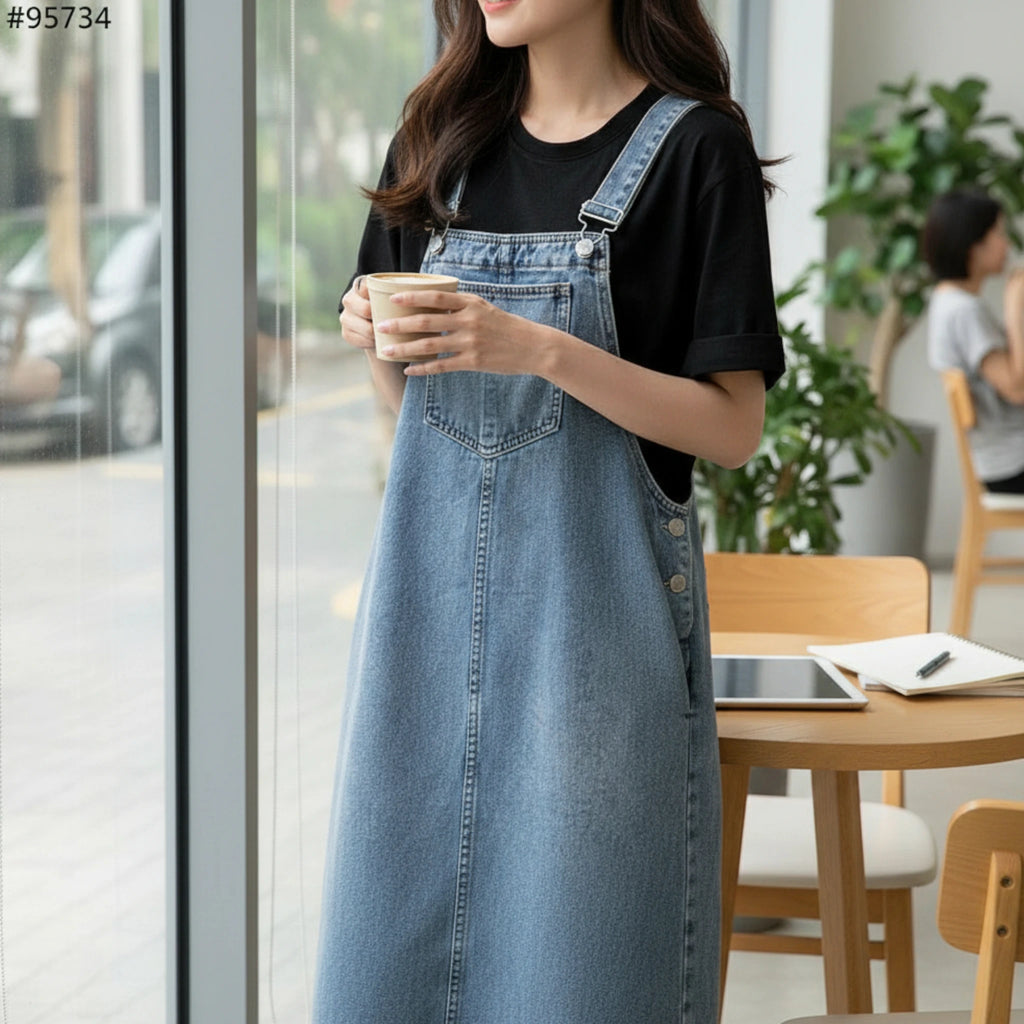 Endless Styling Ideas for Your Light Blue Denim Maxi Overall Dress