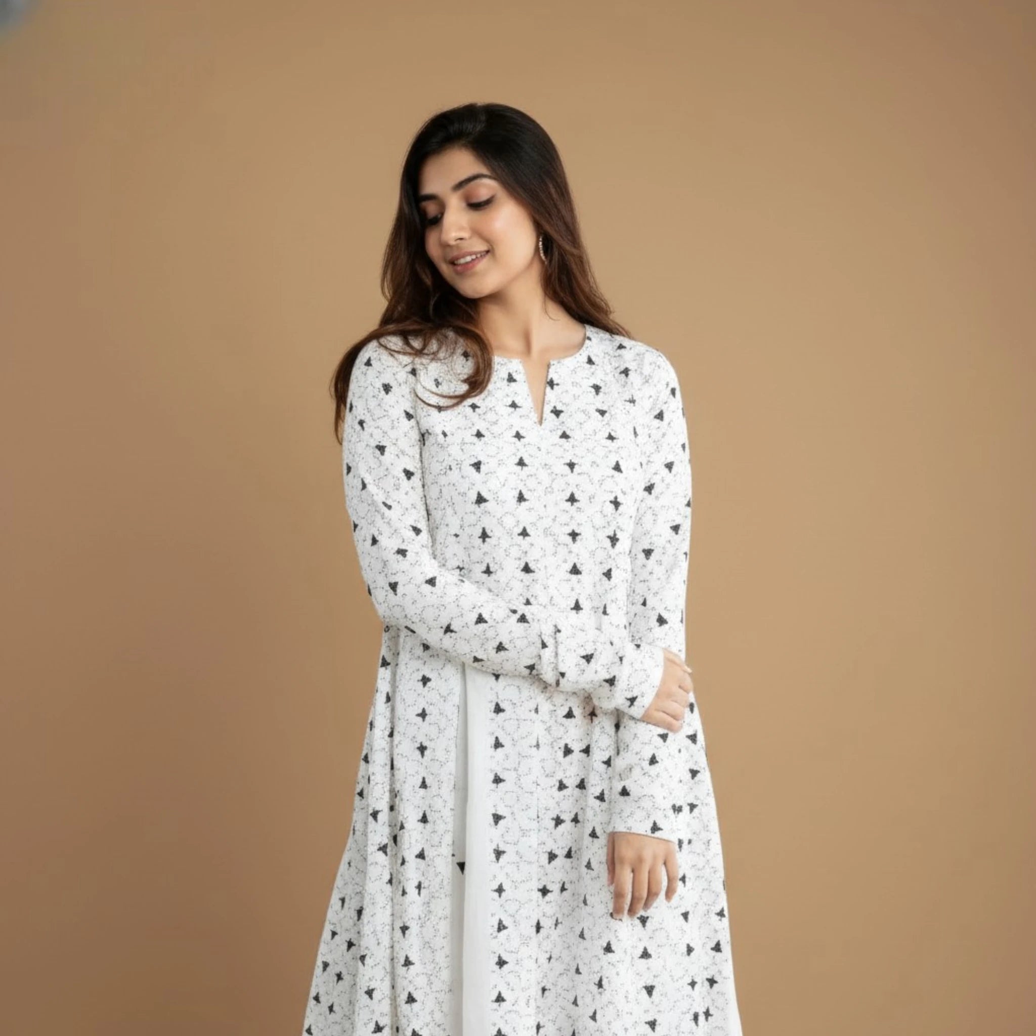 Women’s White Printed Lawn & Kurta Shirt for Casual