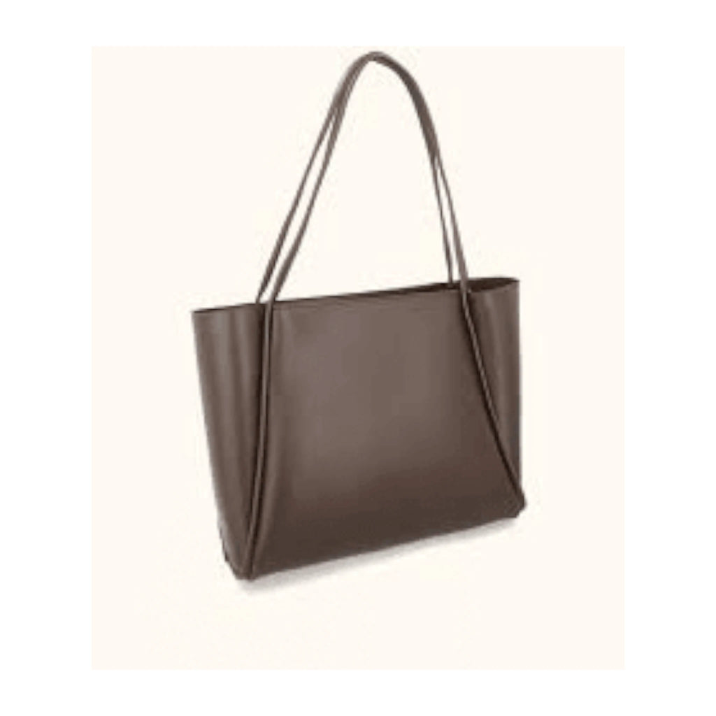 Minimalist Leather Tote Bag - Women's Brown Shoulder Handbag