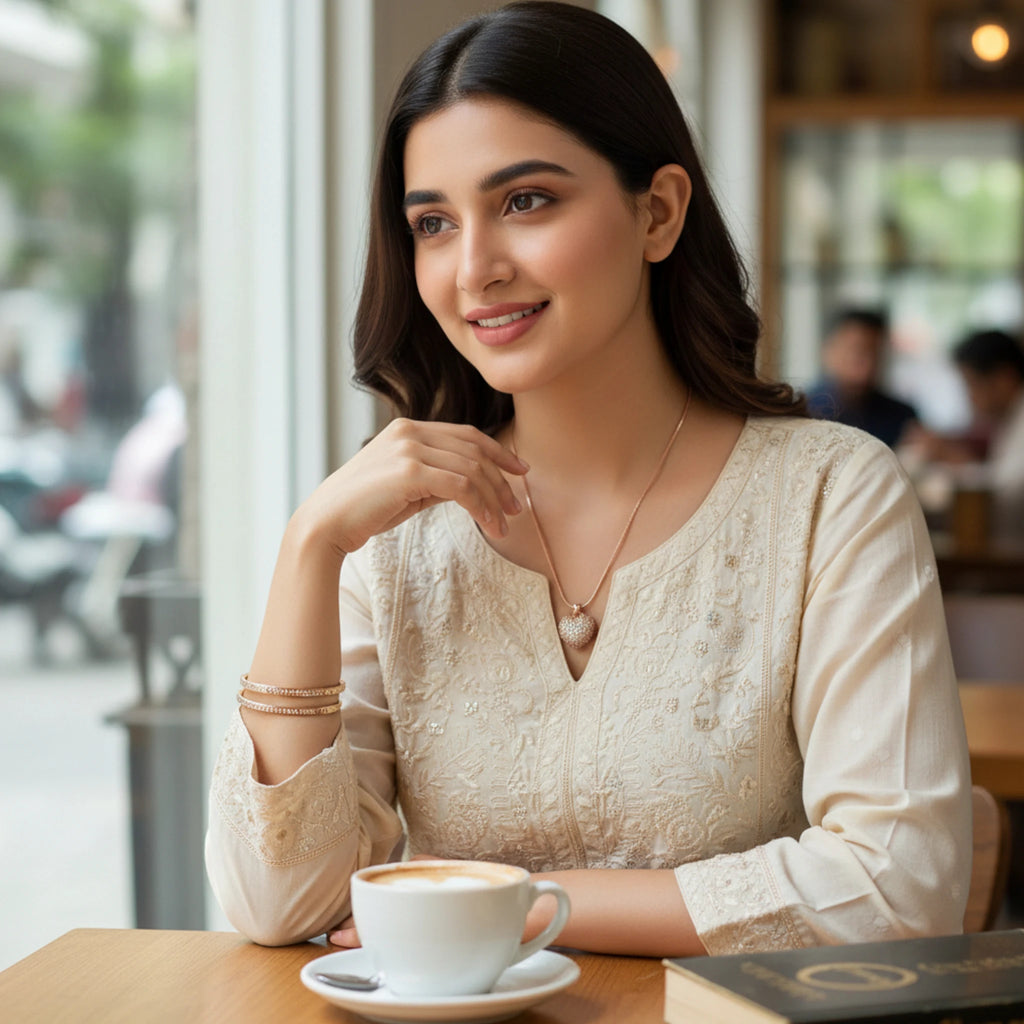 Stainless steel Silver Heart Necklace with Crystal Pendant