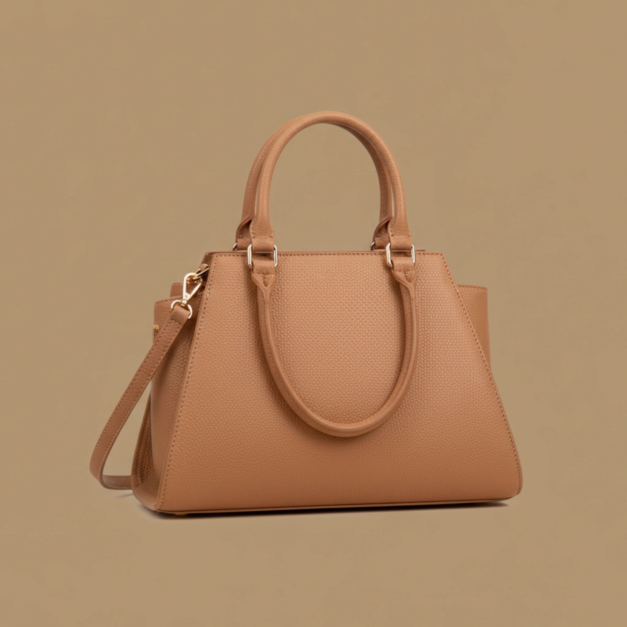 Women's Tan Handbag with Adjustable Shoulder Strap