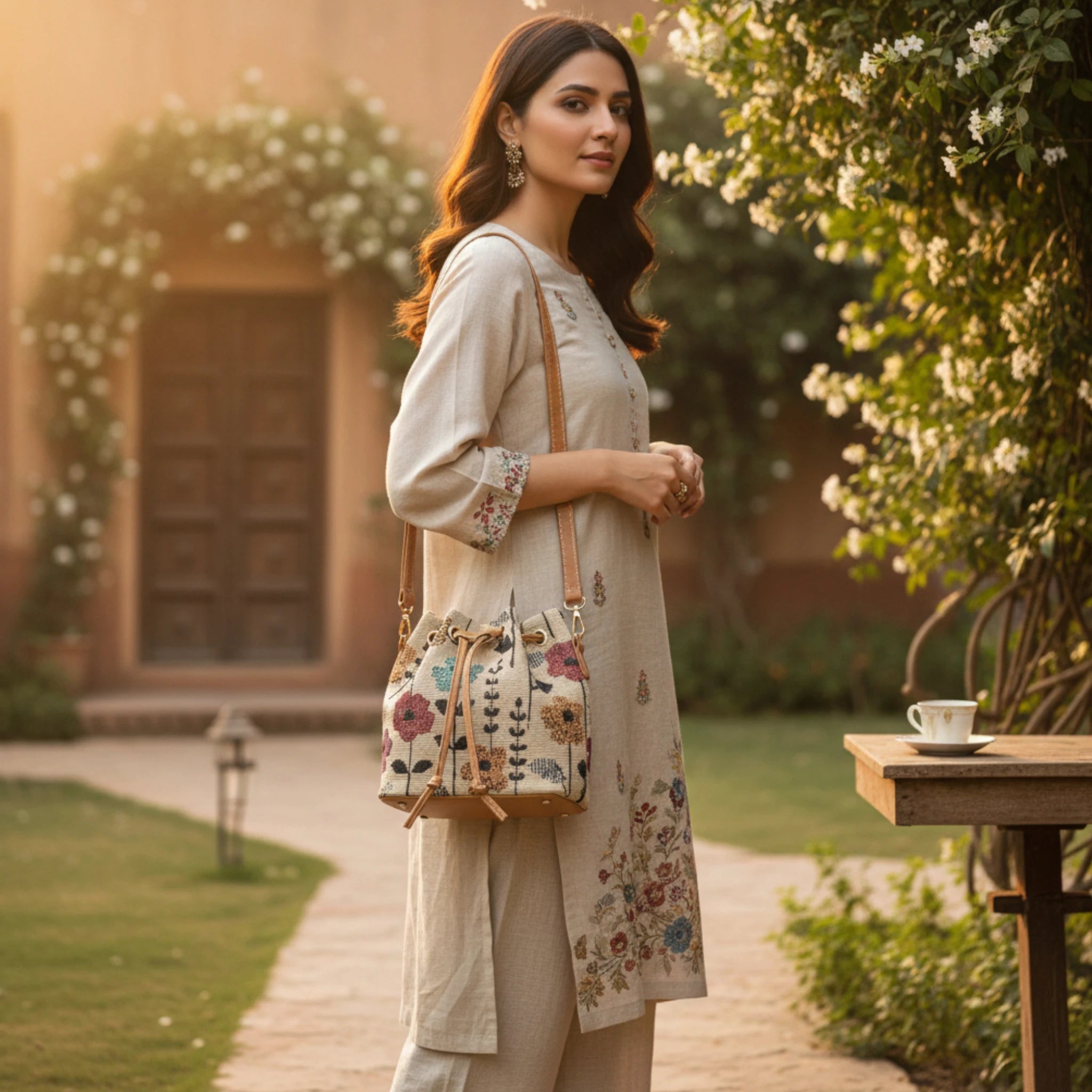 Women's Boho Crossbody Purse with Leather Straps