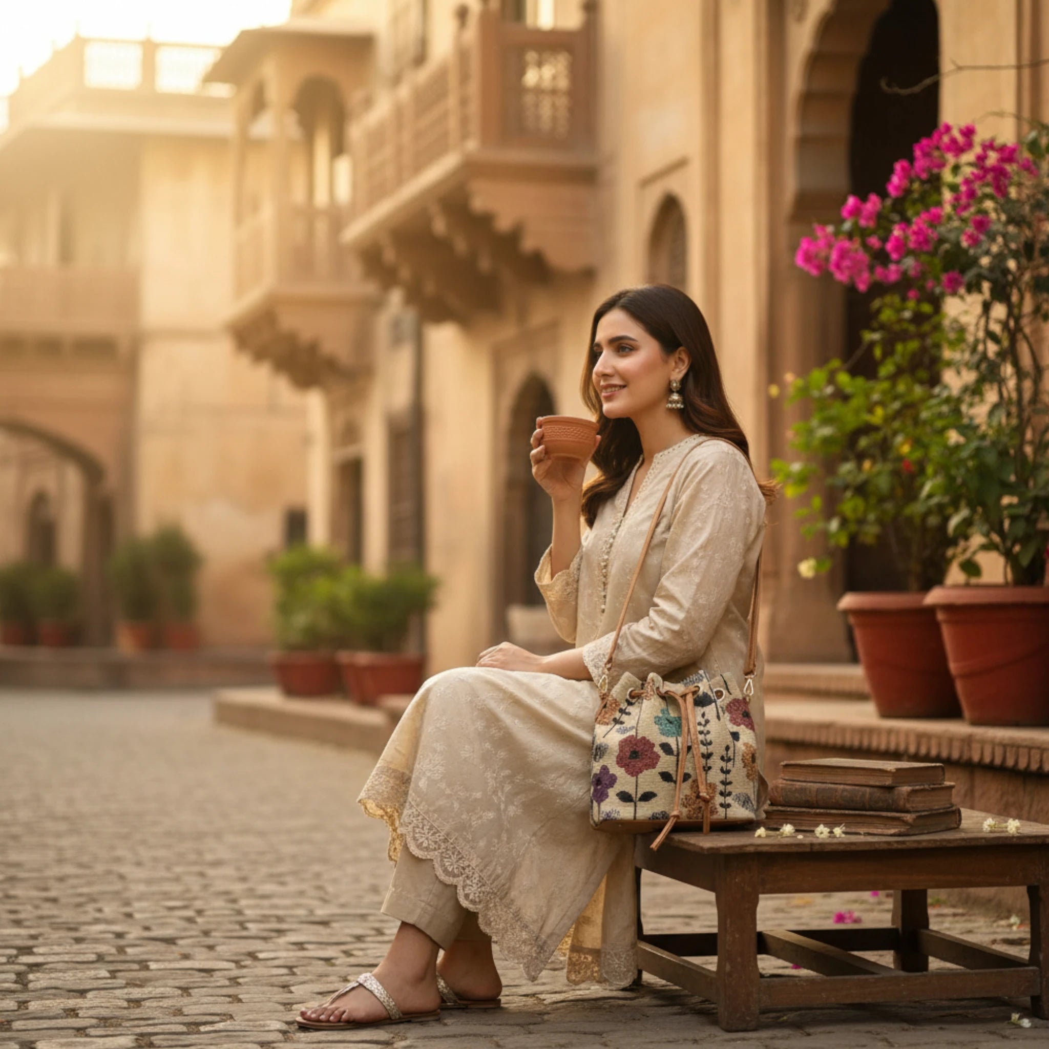 Women's Boho Crossbody Purse with Leather Straps