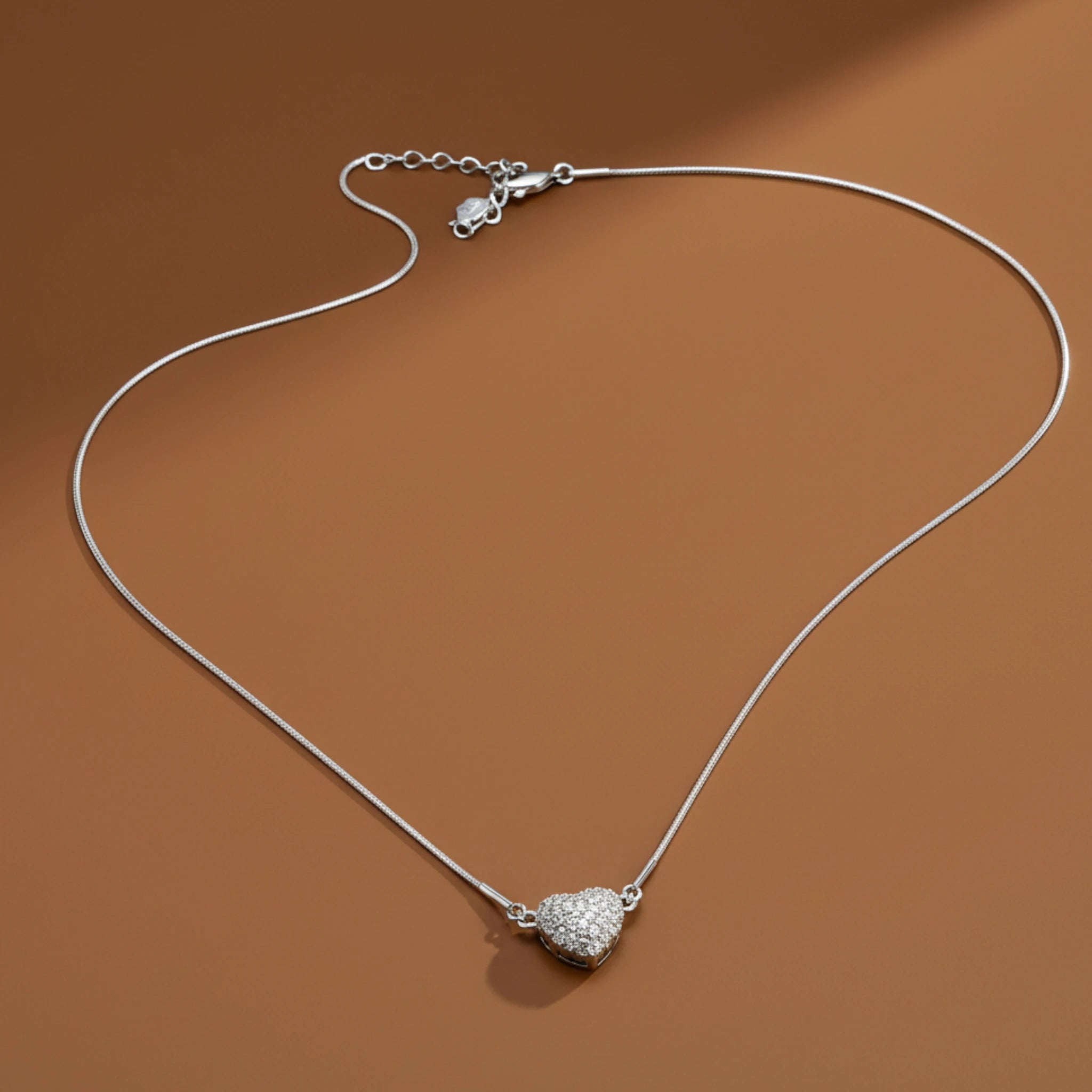 Stainless steel Silver Heart Necklace with Crystal Pendant