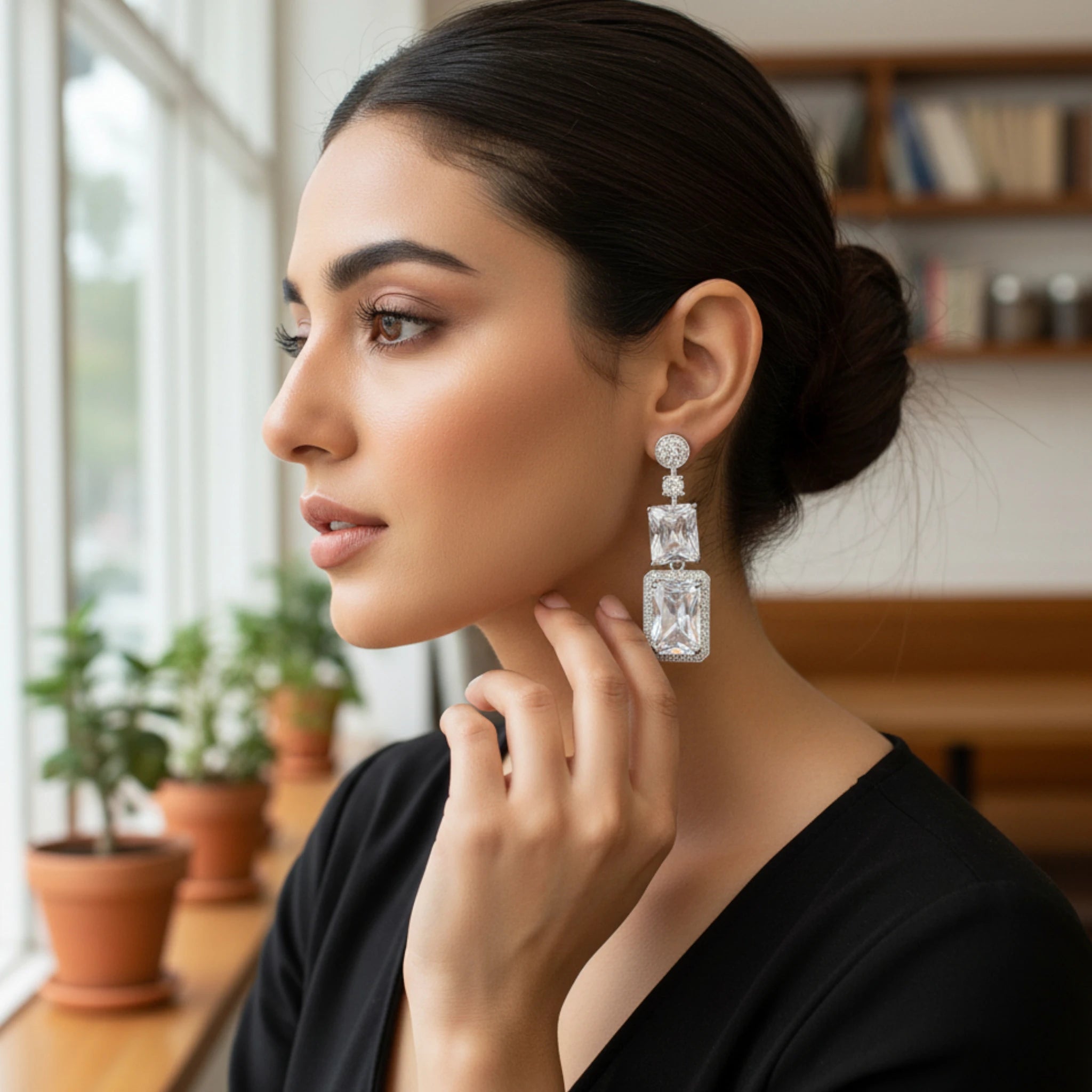 Women's Silver Crystal Drop Earrings